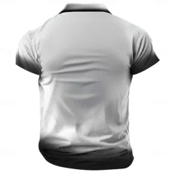 Discount OUKU Day of the Dead Men's Skull Zip Polo Shirts Golf Shirt Short Sleeve Polo Shirts Collared Shirts Horror Streetwear Festival Wear Party Outfits 3D Print Quarter Zip Polo Summer Spring Gray