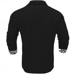 Sale OUKU Day of the Dead Men's Skull Polo Shirts Golf Shirt Long Sleeve Polo Shirts Collared Shirts Horror Streetwear Festival Wear Party Outfits 3D Print Buttons Fall & Winter Black