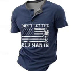 Outlet OUKU DON'T THE OLD MAN IN US FLAG Patriot Men's Retro 3D Print Henley Shirt Casual Daily T shirt Black Blue Green Short Sleeve Henley Shirt Summer Clothing Apparel S M L XL 2XL 3XL