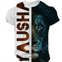 Best OUKU Easter Men's Lion Cross Jesus T Shirt Short Sleeve T shirt 3D Print Crew Neck Shirt Simple Religious Street Style Street Casual Black 1 Blue 2# Blue 1# Summer Spring Clothing Apparel S M L XL XXL XXXL