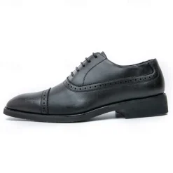 OUKU Elegant Brown Faux Leather Dress Shoes with Brogue Detailing for Professional and Business Settings