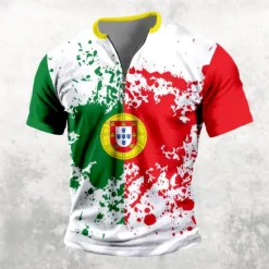 Best OUKU EURO Football Portugal Casual Men's 3D Print T shirt Tee Daily T shirt Short Sleeve Shirt Spring & Summer Clothing Apparel S M L XL XXL 3XL White