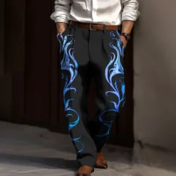 Discount OUKU Floral Vintage Men's 3D Print Dress Pants Pants Trousers Outdoor Street Wear to work Polyester Yellow Blue Purple S M L High Elasticity Pants