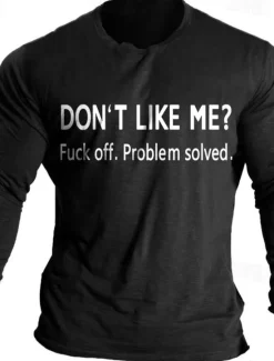 Clearance OUKU Funny Letter Print Black Wine Dark Blue T shirt Tee Men's Graphic 100% Cotton Shirt Sports Classic Shirt Long Sleeve Comfortable Tee Summer Fall Fashion Designer Clothing S M L XL XXL