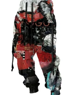 Sale OUKU Graffiti Abstract Men's 3D Print Sweatpants Joggers Pants Trousers Outdoor Street Casual Daily Polyester Red Blue Purple S M L Mid Waist Elasticity Pants