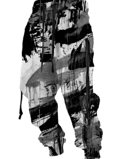 Discount OUKU Graffiti Abstract Men's 3D Print Sweatpants Joggers Pants Trousers Outdoor Street Casual Daily Polyester Red Blue Purple S M L Mid Waist Elasticity Pants