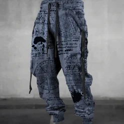 Discount OUKU Graffiti Compass Vintage Men's 3D Print Sweatpants Joggers Pants Trousers Outdoor Street Casual Daily Polyester Blue Green Khaki S M L Mid Waist Elasticity Pants