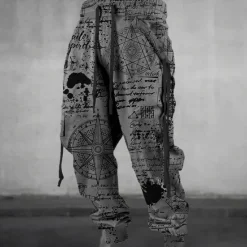 Discount OUKU Graffiti Compass Vintage Men's 3D Print Sweatpants Joggers Pants Trousers Outdoor Street Casual Daily Polyester Blue Green Khaki S M L Mid Waist Elasticity Pants