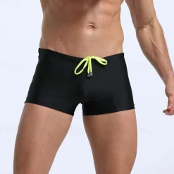 Discount OUKU 21Grams Men's Swim Shorts Swim Trunks Daily Beach Breathable Quick Dry Drawstring Elastic Waist Plain Short Sport Casual Activewear Black White Stretchy