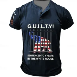 Outlet OUKU G.U.I.L.T.Y! Funny Slang Designer Men's 3D Print T shirt Tee Henley Shirt Casual Daily T shirt Short Sleeve Henley Shirt Summer Clothing Apparel S M L XL XXL 3XL Dark Blue