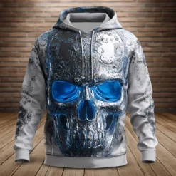 OUKU Halloween Day of the Dead Skull Men's Skull Hoodies Sweatshirt Cool Party Long Sleeve Crew Neck Club Streetwear Red Blue Drawstring Fall Winter Designer