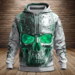 OUKU Halloween Day of the Dead Skull Men's Skull Hoodies Sweatshirt Cool Party Long Sleeve Crew Neck Club Streetwear Red Blue Drawstring Fall Winter Designer
