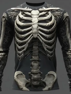 Outlet OUKU Halloween Day of the Dead Skull Men's Skeleton T Shirt Long Sleeve T shirt 3D Print Crew Neck Shirt Fashion Exaggerated Street Casual Daily Summer Spring Fall Clothing Apparel