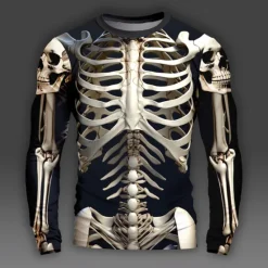 Discount OUKU Halloween Day of the Dead Skull Men's Graphic Skull Skeleton T Shirts Long Sleeve T shirt 3D Print Crew Neck Shirt Daily Designer Outdoor Party Holiday Spring Fall Clothing Apparel