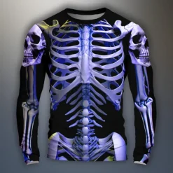 Discount OUKU Halloween Day of the Dead Skull Men's Graphic Skull Skeleton T Shirts Long Sleeve T shirt 3D Print Crew Neck Shirt Daily Designer Outdoor Party Holiday Spring Fall Clothing Apparel