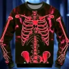 New OUKU Halloween Day of the Dead Skull Men's 3D Print Skeleton Sweatshirt Punk Party Long Sleeve Crew Neck Vacation Light Green Red Crewneck 3D All Seasons Designer