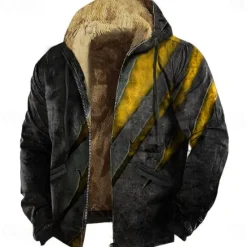 New OUKU Halloween Men's Claw Marks Fleece Hoodie Sweatshirt Gothic Vintage Retro Long Sleeve Crew Neck Outdoor Streetwear Yellow Red Drawstring Fall Winter Designer