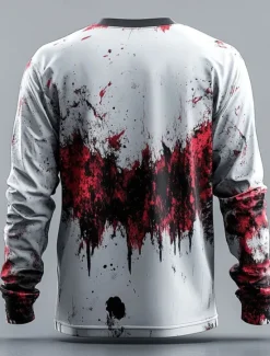 Discount OUKU Halloween Men's Clown Skulls T Shirt Long Sleeve T shirt 3D Print Crew Neck Shirt Horror Street Casual Daily Summer Spring Fall Clothing Apparel S M L XL XXL XXXL White