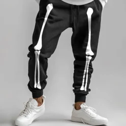 Best OUKU Halloween Men's Cool Skulls Halloween Costumes Sweatpants Joggers Pants Trousers Mid Waist Drawstring Elastic Waist Dark Party Evening Wear Dailywear Pocket Spring Fall Winter 3D Print Black