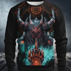 Clearance OUKU Halloween Men's Devil Reaper Sweatshirt Punk Party Long Sleeve Crew Neck Vacation Holiday Black 1 Black Crewneck 3D Graphic All Seasons Designer