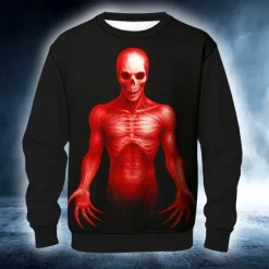 Online OUKU Halloween Men's Devil Reaper Sweatshirt Punk Party Long Sleeve Crew Neck Vacation Red Blue Crewneck 3D All Seasons Designer