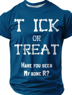Sale OUKU Halloween Men's Funny Slang T Shirt Short Sleeve T shirt 3D Print Crew Neck Shirt Exaggerated Designer Horror Party Street Holiday Black Red Blue Summer Spring All Seasons Clothing Apparel S M L XL