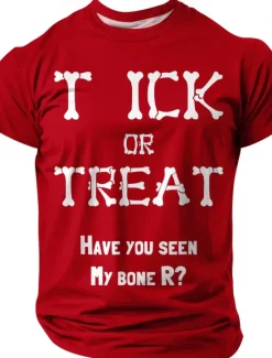 Sale OUKU Halloween Men's Funny Slang T Shirt Short Sleeve T shirt 3D Print Crew Neck Shirt Exaggerated Designer Horror Party Street Holiday Black Red Blue Summer Spring All Seasons Clothing Apparel S M L XL
