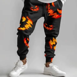 New OUKU Halloween Men's Grimace Halloween Costumes Sweatpants Joggers Pants Trousers Mid Waist Drawstring Elastic Waist Horror Dark Party Evening Wear Holiday Pocket Spring Fall Winter 3D Print Black