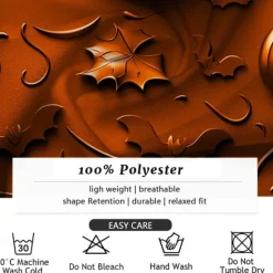 Hot OUKU Halloween Men's Pumpkin Halloween Costumes Button Up Shirt Long Sleeve Horror Party Evening Wear Fall Winter Spring & Summer Shirt Collar 3D Print Orange