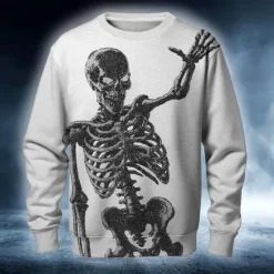 Best OUKU Halloween Men's Skull Devil Reaper Sweatshirt Punk Party Long Sleeve Crew Neck Vacation White Blue Crewneck 3D All Seasons Designer