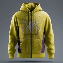 Discount OUKU Halloween Men's Spider 3D Hoodie Sweatshirt Punk Cool Crew Neck Party Gift Streetwear Yellow Red Drawstring Zipper Fall Winter Designer
