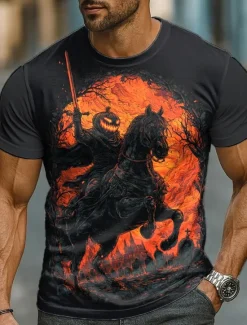 Sale OUKU Halloween Men's T Shirt Skull Pumpkin 3D Crew Neck Clothing Apparel 3D Print Party Street Holiday Short Sleeve Graphic Exaggerated Designer