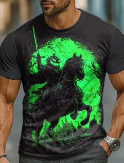 Sale OUKU Halloween Men's T Shirt Skull Pumpkin 3D Crew Neck Clothing Apparel 3D Print Party Street Holiday Short Sleeve Graphic Exaggerated Designer