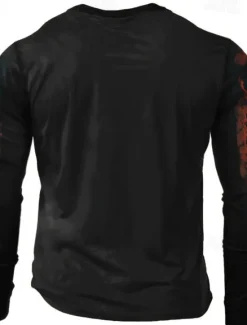Outlet OUKU Halloween Men's Werewolf T Shirt Long Sleeve T shirt 3D Print Crew Neck Shirt Designer Retro Vintage Street Casual Daily Summer Spring Fall Clothing Apparel S M L XL XXL XXXL Black