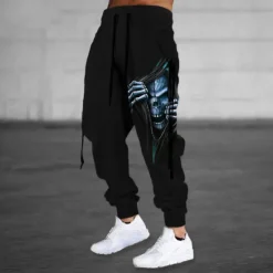New OUKU Halloween The Grim Reaper'S Hand Skull Mens Graphic Pants | Casual Sports Outdoor Black Cotton | Sweatpants Joggers Trousers Drawstring Side Pockets Elastic Waist Prints Comfort Breathable Daily Blend
