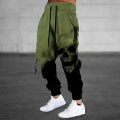 Hot OUKU Halloween The Skull Pants Mens Graphic | Casual Sports Outdoor Yellow Cotton | Sweatpants Joggers Trousers Drawstring Side Pockets Elastic Waist Prints Comfort Breathable Daily Blend