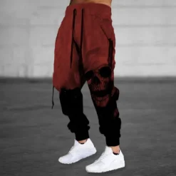 Hot OUKU Halloween The Skull Pants Mens Graphic | Casual Sports Outdoor Yellow Cotton | Sweatpants Joggers Trousers Drawstring Side Pockets Elastic Waist Prints Comfort Breathable Daily Blend