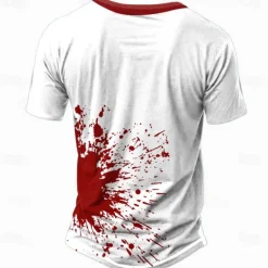 Online OUKU I'm Fine Graphic Blood stains Sports Fashion Exaggerated Men's 3D Print T shirt Tee Street Sports Outdoor Black&Red / Red&White Short Sleeve Crew Neck Shirt Summer Spring Clothing Apparel S-3XL