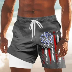 Discount OUKU Independence Day Men's US Flag Patriotic Fourth of July Lined Shorts 2 in 1 Board Shorts Swim Trunks Mid Waist Holiday Side Pockets With Compression Liner Elastic Drawstring Waist Designer Clothing