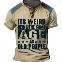 Sale OUKU It's Weird Being The Same Age Men's Fashion Casual Street Style 3D Print T shirt Tee Henley Shirt Street Sports Outdoor Casual T shirt Blue Green Khaki Short Sleeve Henley Shirt Spring & Summer
