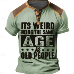Sale OUKU It's Weird Being The Same Age Men's Fashion Casual Street Style 3D Print T shirt Tee Henley Shirt Street Sports Outdoor Casual T shirt Blue Green Khaki Short Sleeve Henley Shirt Spring & Summer