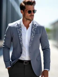Sale OUKU kentucky derby Men's Floral Long Sleeve Turndown Vintage Business Work Wear to work Going out Buttons Print Multi Pocket