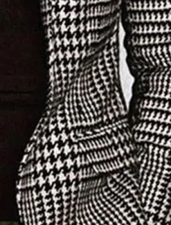 Outlet OUKU kentucky derby Men's Houndstooth Long Sleeve Turndown Fashion Streetwear Business Work Wear to work Going out Buttons Print Black