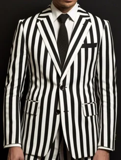 Online OUKU kentucky derby Men's Stripe Long Sleeve Turndown Business Work Wear to work Going out Buttons Print Multi Pocket