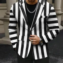 Sale OUKU kentucky derby Men's Striped Long Sleeve Turndown Business Casual Party Evening Wear Daily Buttons 3D Print Multi Pocket Black