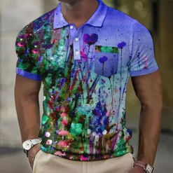 Outlet OUKU Kentucky Derby Men's Graphic Prints Waffle Polo Shirts Polo Shirts Lapel Polo Short Sleeve Polo Shirts Turndown Fashion Designer Casual Outdoor Street Casual Daily Print Summer Spring Blue-Green Blue
