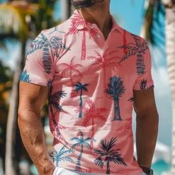 Best OUKU Kentucky Derby Men's Hawaiian Polo Shirts Golf Shirt Short Sleeve Polo Shirts Collared Shirts Beach Wear Vacation Wear Tropical Wear Party Outfits Buttons 3D Print Spring & Summer White Yellow Red