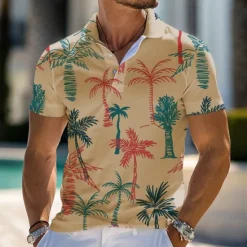 Best OUKU Kentucky Derby Men's Hawaiian Polo Shirts Golf Shirt Short Sleeve Polo Shirts Collared Shirts Beach Wear Vacation Wear Tropical Wear Party Outfits Buttons 3D Print Spring & Summer White Yellow Red