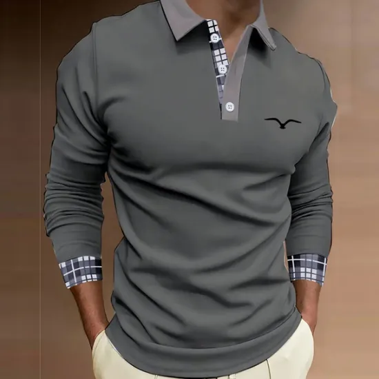 New OUKU Kentucky Derby Men's Plaid Polo Shirts Golf Shirt Long Sleeve Polo Shirts Collared Shirts Business Casual WorkWear Formal Wear Festival Wear Buttons 3D Print Fall & Winter White Blue Brown