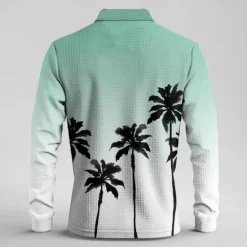 Outlet OUKU Kentucky Derby Men's Tropical Flowers Waffle Polo Shirts Long Sleeve Polo Shirts Collared Shirts Casual Resort Hawaiian Buttons Red Blue Orange